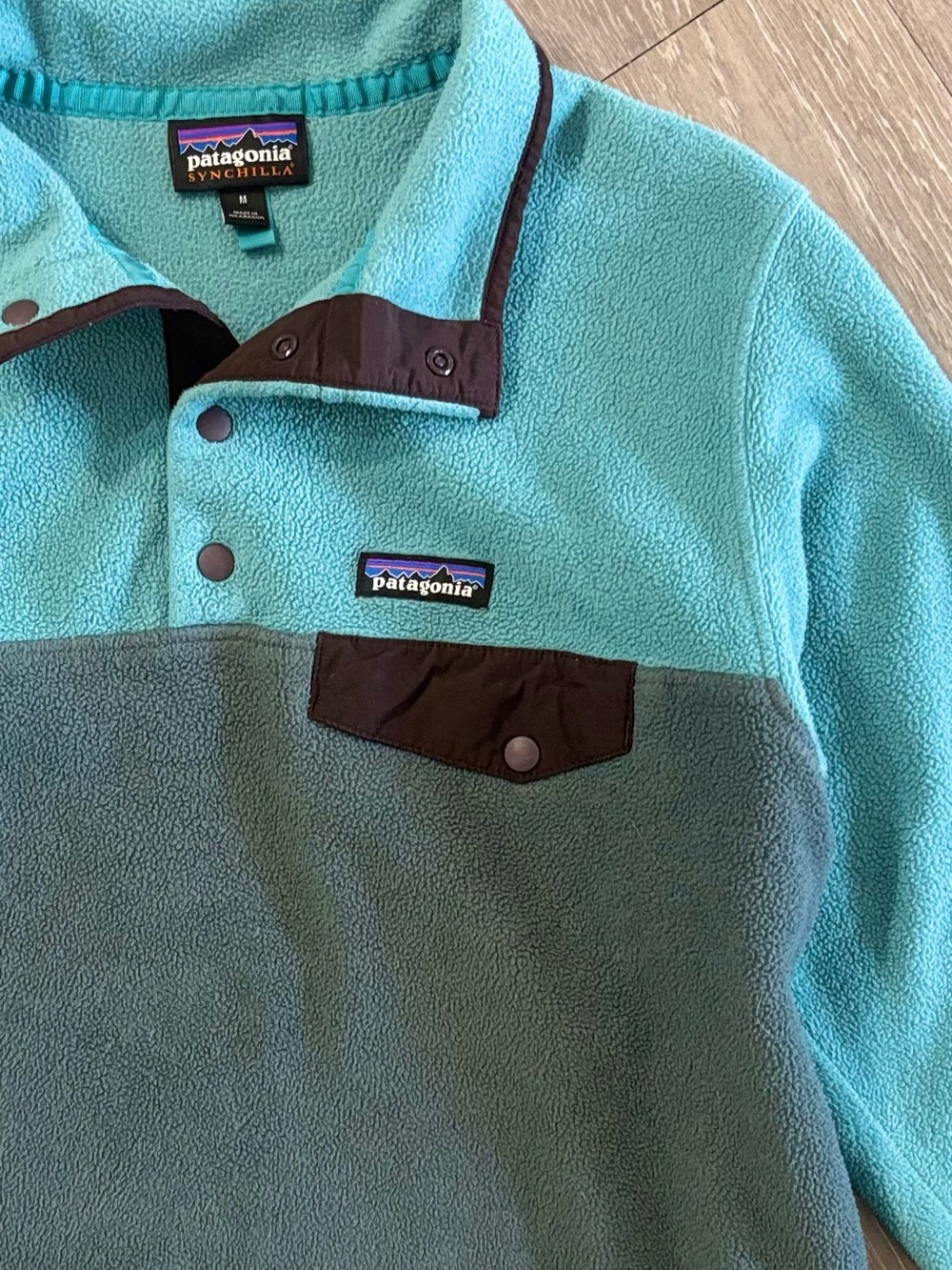 Patagonia Womens M Synchilla Snap-T Pullover Retro Teal Grey